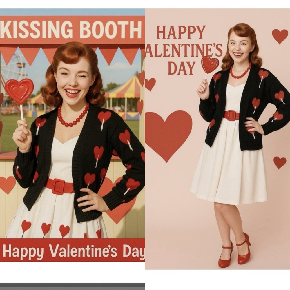 Unique Vintage Magnolia Place
Black Heart Lollipop Open Cardigan One
Size